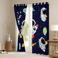 thumbnail image 3 of Homewish Cartoon Astronaut Rocket Curtains Pack of 2 (42x84 Each),Galaxy Planet Curtains Blackout,Starry Sky Bedroom Curtains For Boys Kids,Ultra Soft Home Decor, 3 of 6