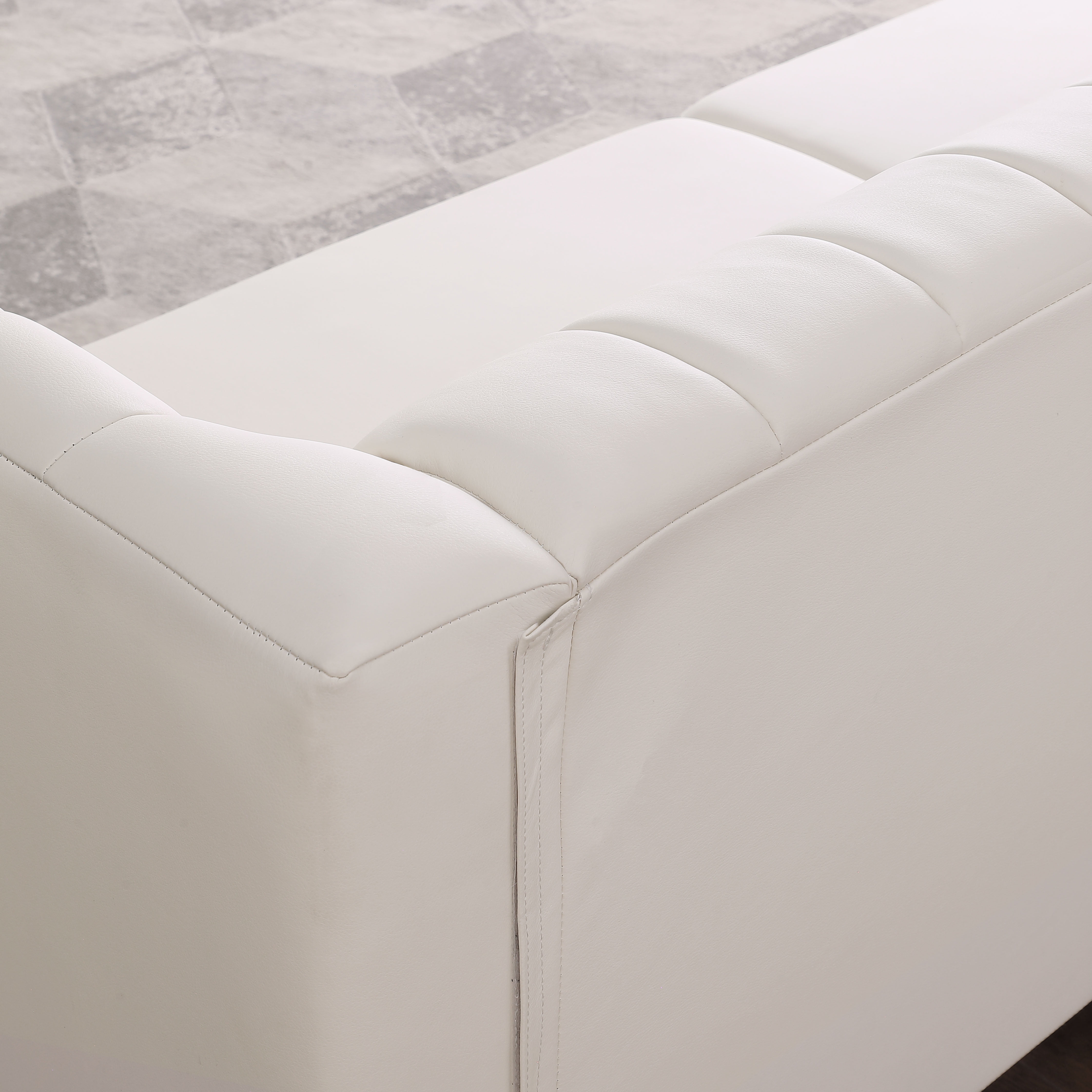 Homfa 77.6" 3 Seater Sofa, Modern PU Leather Couch with Golden Legs & Armrests & 2 Pillows for Business Office, Cream White