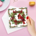 thumbnail image 5 of DIY Diamond Greeting Card Diamond Art Painting Christmas Style Creative Design Holiday Blessing Gift Folding Greeting Card Set (A Set Of Six) (15*15cm)-Christmas Poinsettia(With White Envelope), 5 of 7