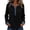 Black, variant on Hoodie Tops for Women Denim Patchwork 1/2 Button V Neck Sweat Shirt Long Sleeve Tunic Pullover