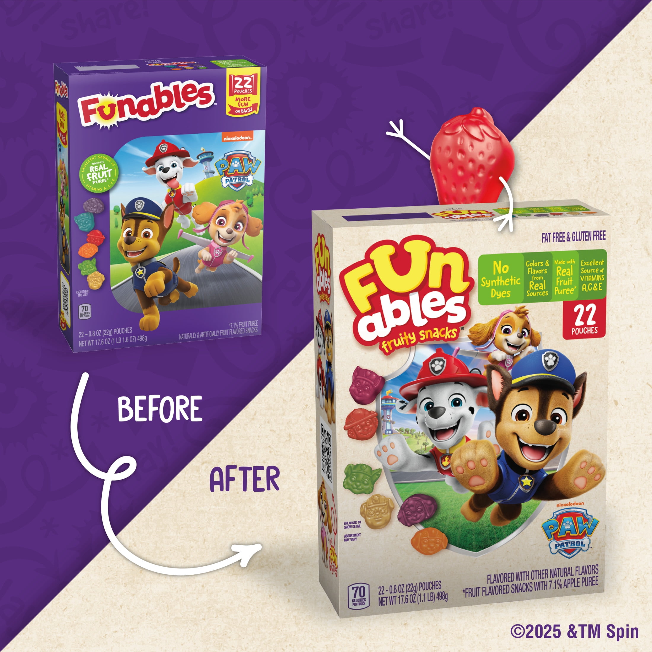 Funables Fruity Snacks PAW Patrol, Assorted Fruit Flavored Snacks, 22 Count
