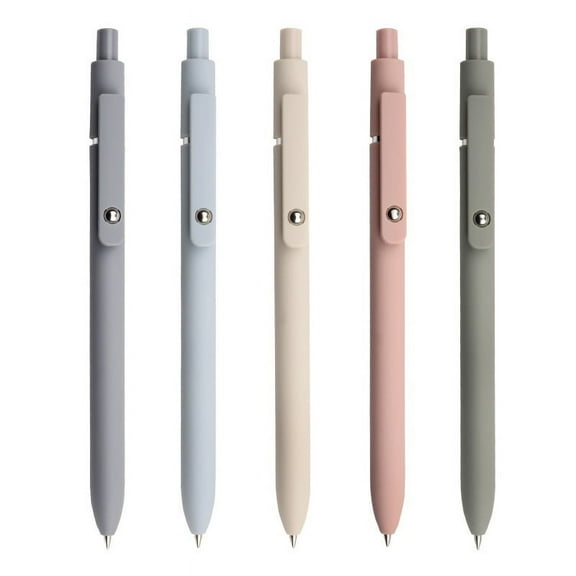 Gel Pens Set 5pcs Morandi Color Quick Dry Black Ink Fine Point 0.5mm Roller Ball Pen