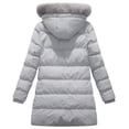thumbnail image 2 of KVE Women's Plus Size Winter Thicken Puffer Coat Warm Snow Jacket with Fur Removable Hood Grey 3X, 2 of 7