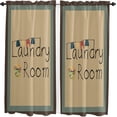 thumbnail image 2 of Window Curtains 2 Pack, Laundry Room Theme Clothes To Dry Brown Border Curtains for Kitchen Bathroom Living Room Bedroom, Semi Sheer Rod Pocket Draperies Home Decor Privacy Curtains 42x63 Inches, 2 of 5