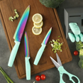 thumbnail image 3 of Refurbished Hecef Dishwasher Safe Knife Block Set, Green, 3 of 3