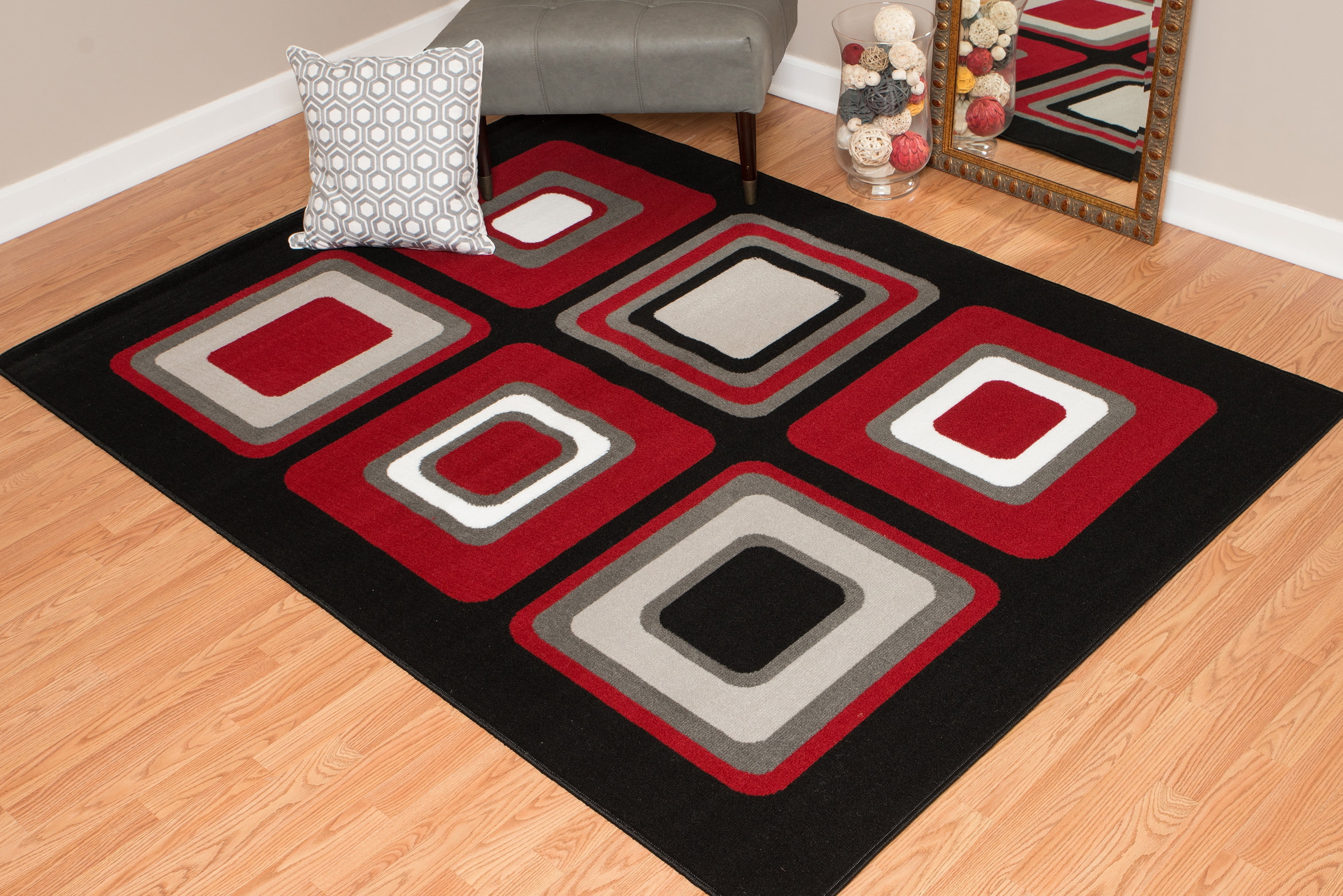 United Weavers Plaza Florence Runner Rug, Geometric Pattern, Red, 2'3 X 7'2"