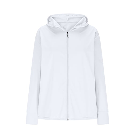 Mlzmgr Womens Lightweight Jackets Casual Sun Protection Long Sleeve Zip up Hooded Running Jackets Solid Color Outwear(X-Large,White)
