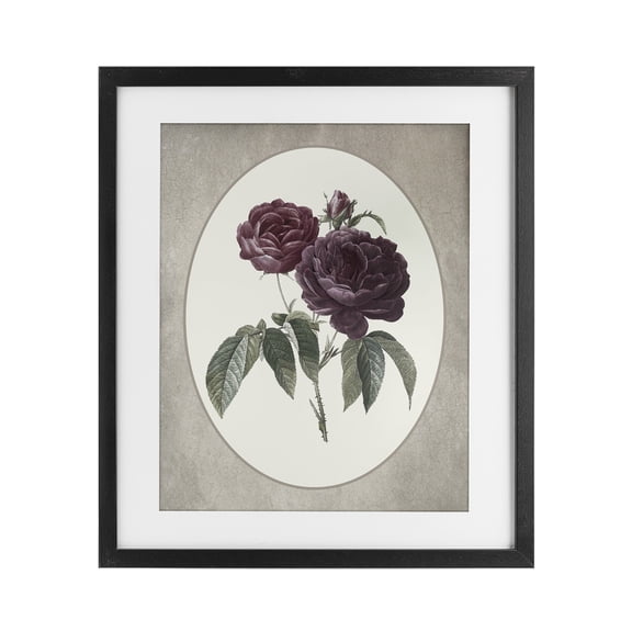 Vintage Blooms within Oval Black Framed Print Under Glass, design by Lettered and Lined