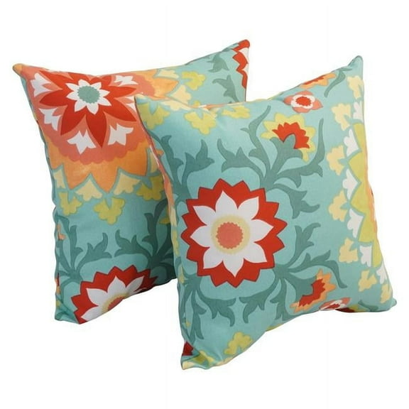 Blazing Needles 17-inch Square Polyester Outdoor Throw Pillows (Set of 2) 9910-S2-OD-137