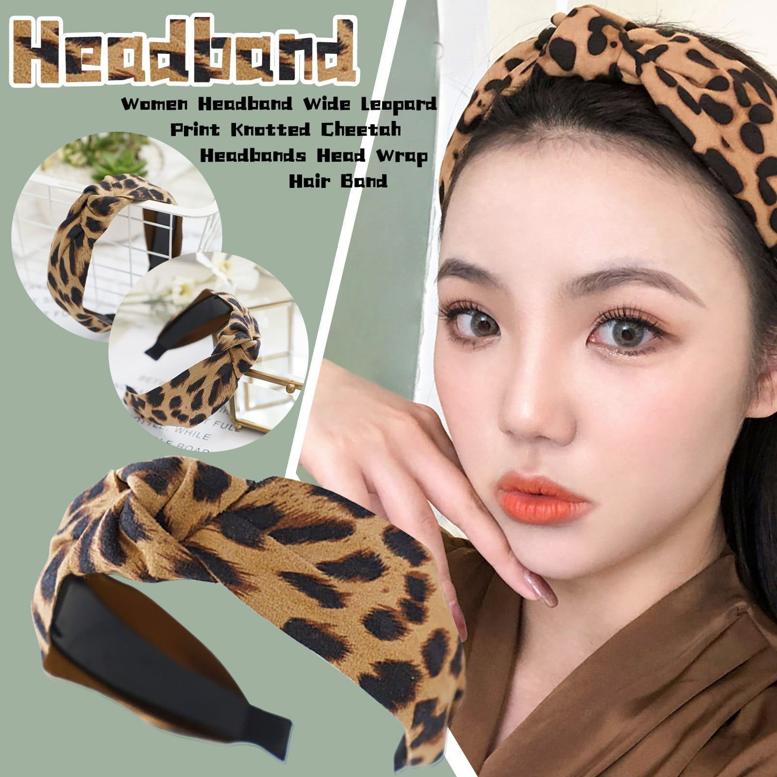 Leopard print cream headband ladies headband. gift for her headband twist knot