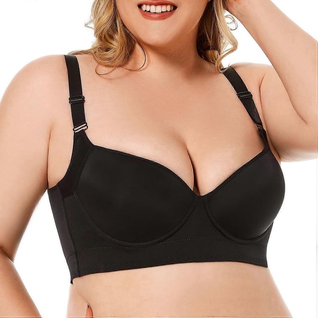 Women's Plus Size Ultimate Underwire Sports Bra, Max Control Push-Up Bras with Adjustable Straps Support Comfort Bralette