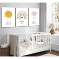 thumbnail image 2 of 3 Pcs Nursery Canvas Wall Art Pink Sun Rainbow Hearts Posters Prints Boho Kids Room Pictures Wall Decor for Toddlers Children Baby Girl Bedroom Home Decoration, 2 of 5