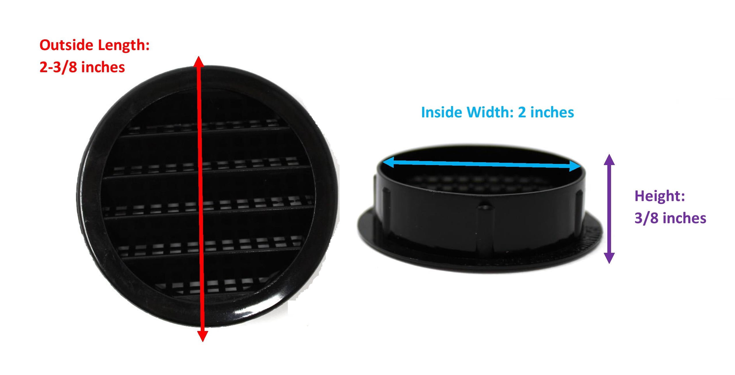 24 Pack 2" Black Round Plastic Louver Soffit Air Vent