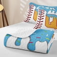 thumbnail image 4 of Erosebridal Girls Blue Q Letter Bed Spread Queen, Ice Cream Baseball Queen Coverlet Set, 3-Piece, 4 of 7
