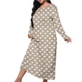 thumbnail image 2 of Women's Cotton Sleepwear Long Sleeves Nightgown Print Tee Sleep Dress Khaki XXL, 2 of 6