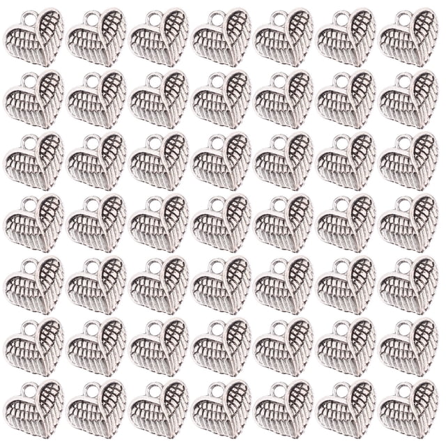MasteelfCA 60 Pcs Pendentif Aile en Forme de Cœur en Alliage Pendentifs Adorables Bijoux DIY