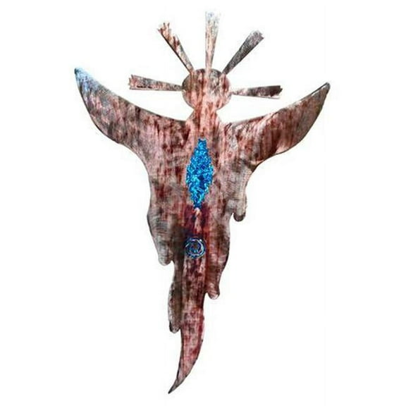 7055 817865022999 Smoke Spirit Terraced Diamond Metal Wall Art - Blue