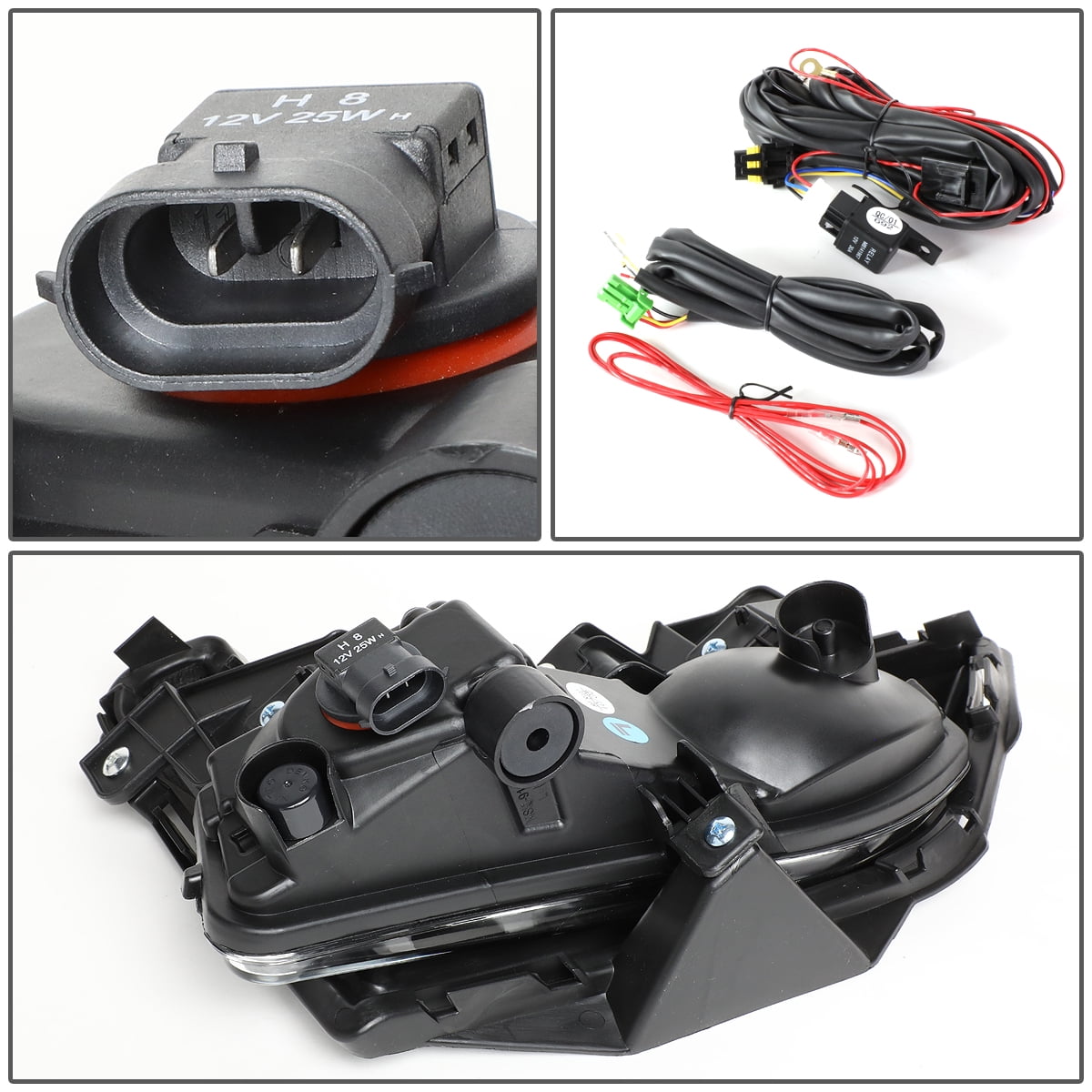 DNA Motoring FL-ZTL-279-CH For 2017 to 2018 Nissan Rogue Pair Front Driving Fog Light Lamp+Switch+Black Bezels Clear Lens