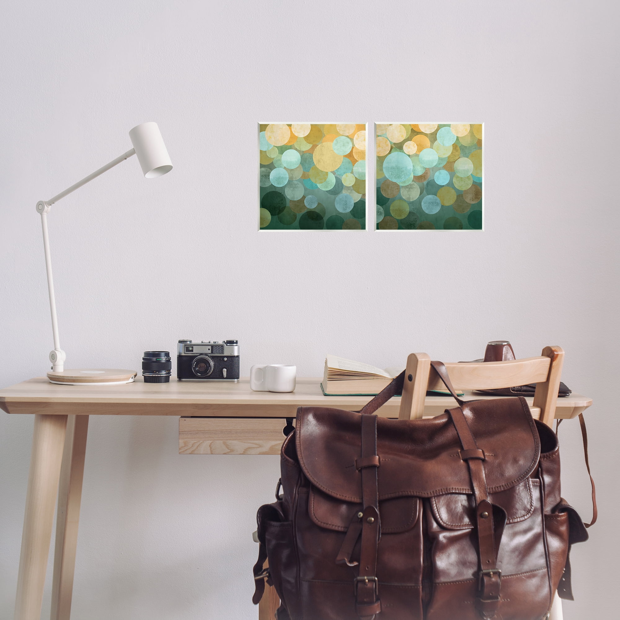 Stupell Industries Overlapping Circles Abstract Abstract Painting Unframed Art Print Wall Art, 12 x 12, Set of 2