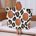 thumbnail image 5 of White Leopard Basketballs Pattern Hooded Bath Towel，50"x30" for Ages 3 To 12 Kids, Quick Dry Lightweight Soft Microfiber Hood Beach Towel Cover Up for Kids, 5 of 7