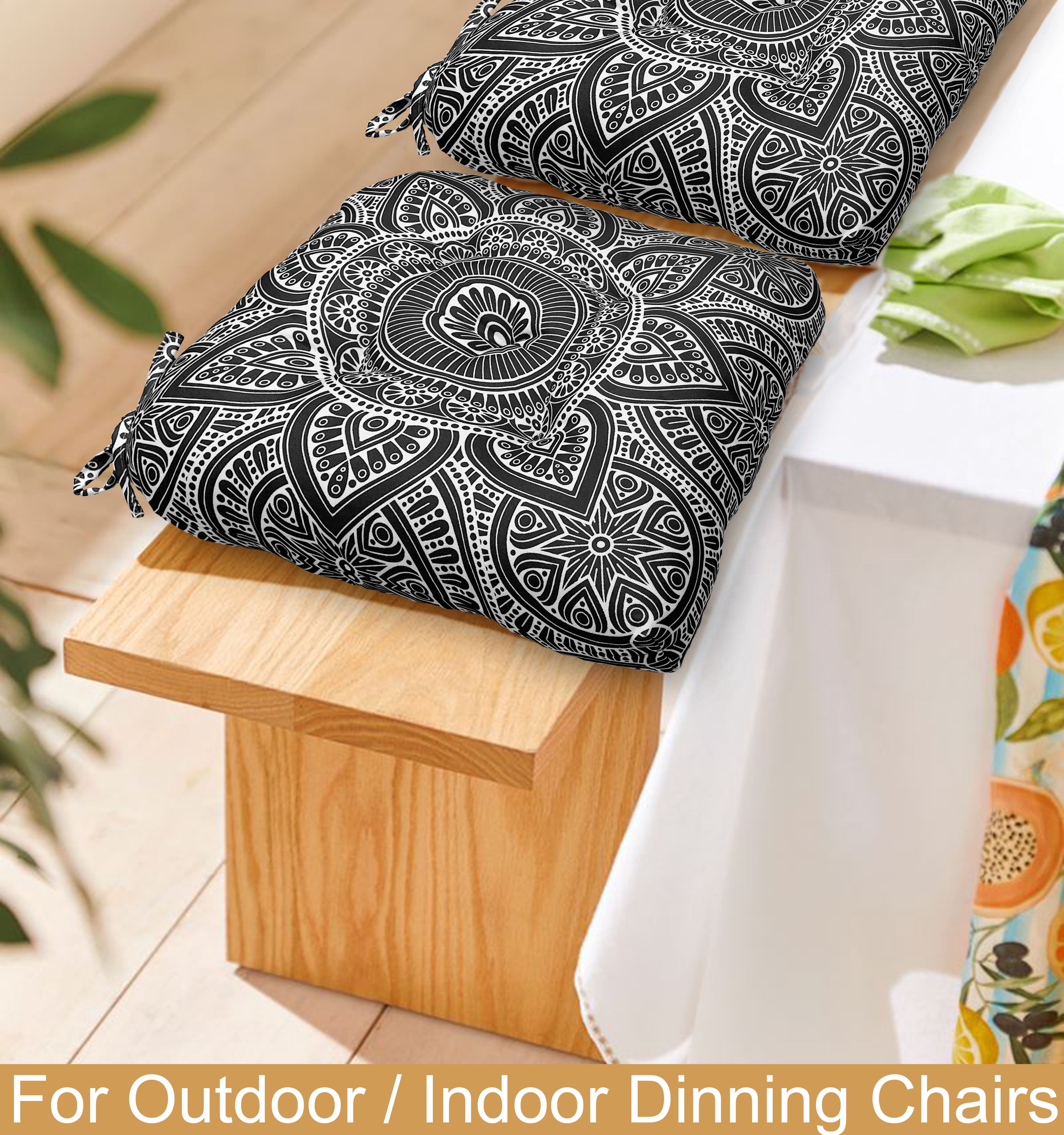 Indoor Outdoor Waterproof Chair Seat Pads Cushion |19x19 Inches – Thick Patio Garden Furniture Cushions with Ties