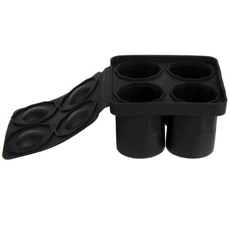 Tablecraft BSST Black Silicone 4 Compartment 1 oz. Round Shot Glass Ice Mold  with Lid