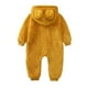 thumbnail image 4 of Body De Bebé Canastilla Onesies Para Niños Pequeños Niñas Color Felpa Lindo Oso Orejas Invierno Grueso Mantener Caliente Mono Mameluco Amarillo Odeerbi  LM103-3744, 4 of 9