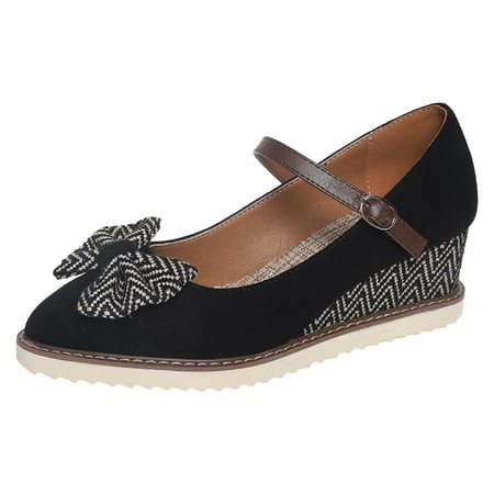 QYZEU Womens Shoes Sneakers Women Shoes Casual Size 5 Ladies Casual Retro Color Matching Wedges Large Size Single Shoe Casual Shoes Four Seasons Shoes Black 40