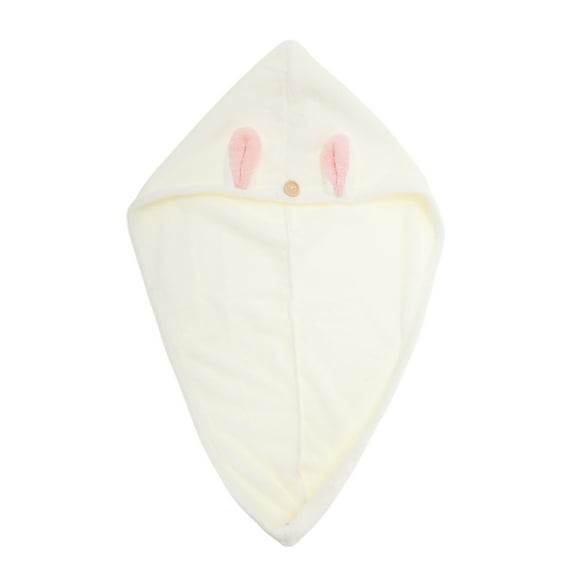 Unique Bargains 1 Pc Comfortable Rabbit Ears Hair Towel for Bathroom Hotel Coral Fleece Beige