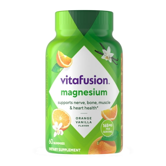 vitafusion Magnesium Gummy Supplement, 165mg Magnesium Citrate, Orange Vanilla Flavor, 60 Gummies
