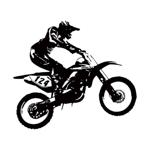Cadorn 53cm*60cm Motorbike Motocross Wall Stickers - Black Removable Decals for Art Room & Home Decor