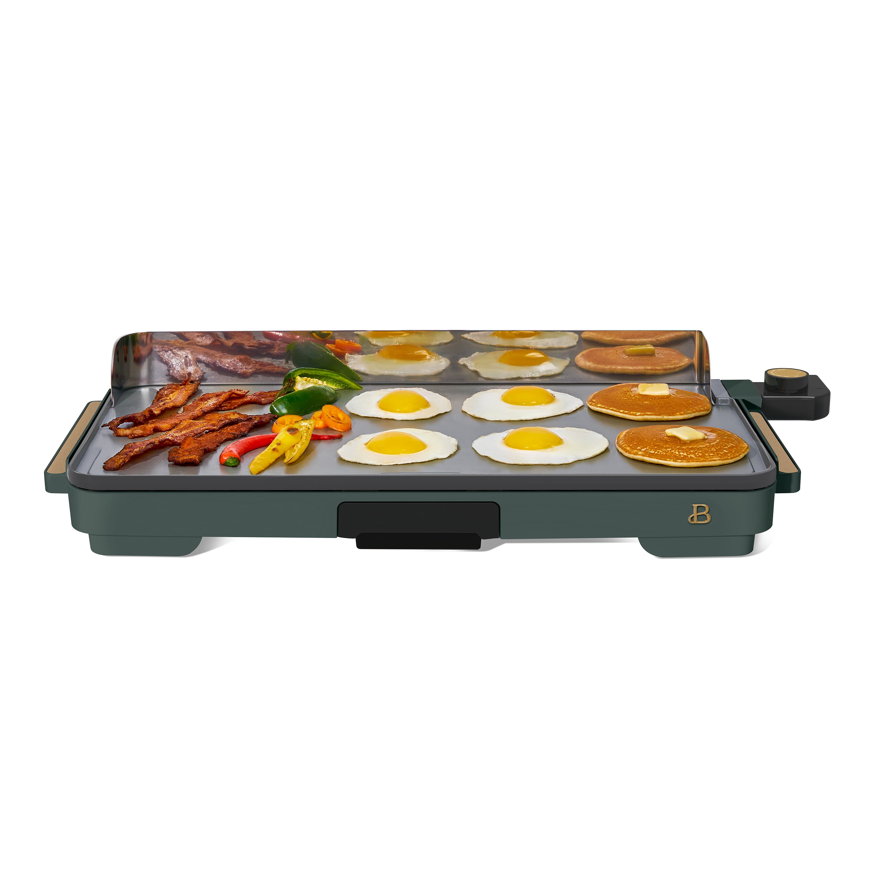 Beautiful XL Electric Griddle 12" x 22" with EverGood Non-Toxic Ceramic Nonstick Coating, Thyme Green by Drew Barrymore