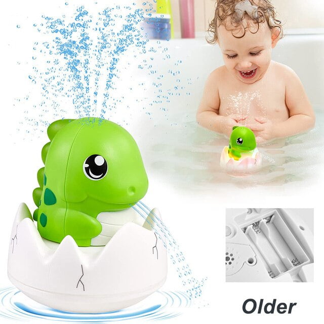 Upgraded Rechargeable Baby Bath Toys Dinosaur Light Up Sprinkler Bathtub Spray Water Bath Toy ...