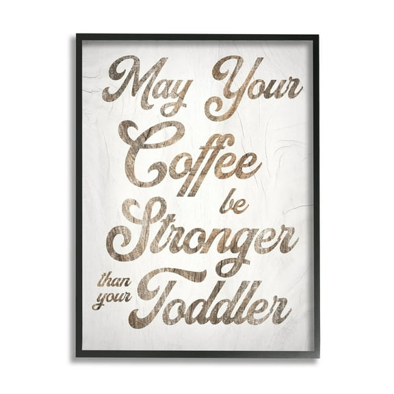 Stupell Industries Strong Coffee Vintage Grain Pattern Kitchen Typography Graphic Art Black Framed Art Print Wall Art, Design by Daphne Polselli