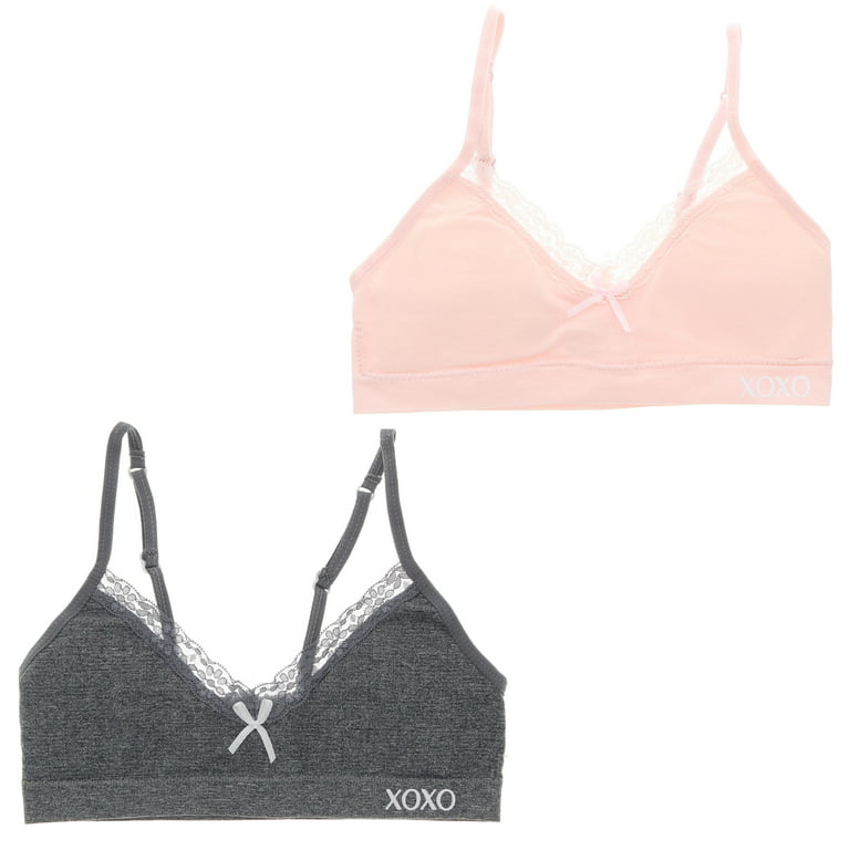 XOXO Girl's Lightly Lined Training Bra 2 Pack - Pink & White - Small 32A 
