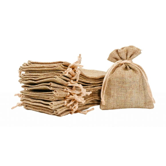 Mandala Crafts Sacs en Toile de Jute avec Cordon - Ensemble de Petites Pochettes à Cordon 4X5 Pouces - Sacs en Toile de Jute Rustiques en Vrac pour Cadeaux de Mariage Fête Bonbons Café 20 Pcs