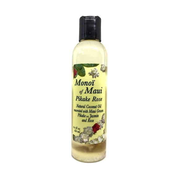 Monoi de Maui Pikake Rose Aceite de coco natural para el bronceado y masaje del cabello de la piel