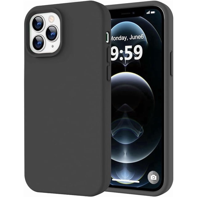 Funda de Silicona Engrosada para iPhone 12 Pro Max, Negro