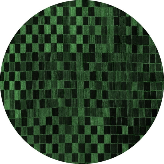 Ahgly Company Indoor Round Abstract Emerald Green Modern Area Rugs, 5' Round