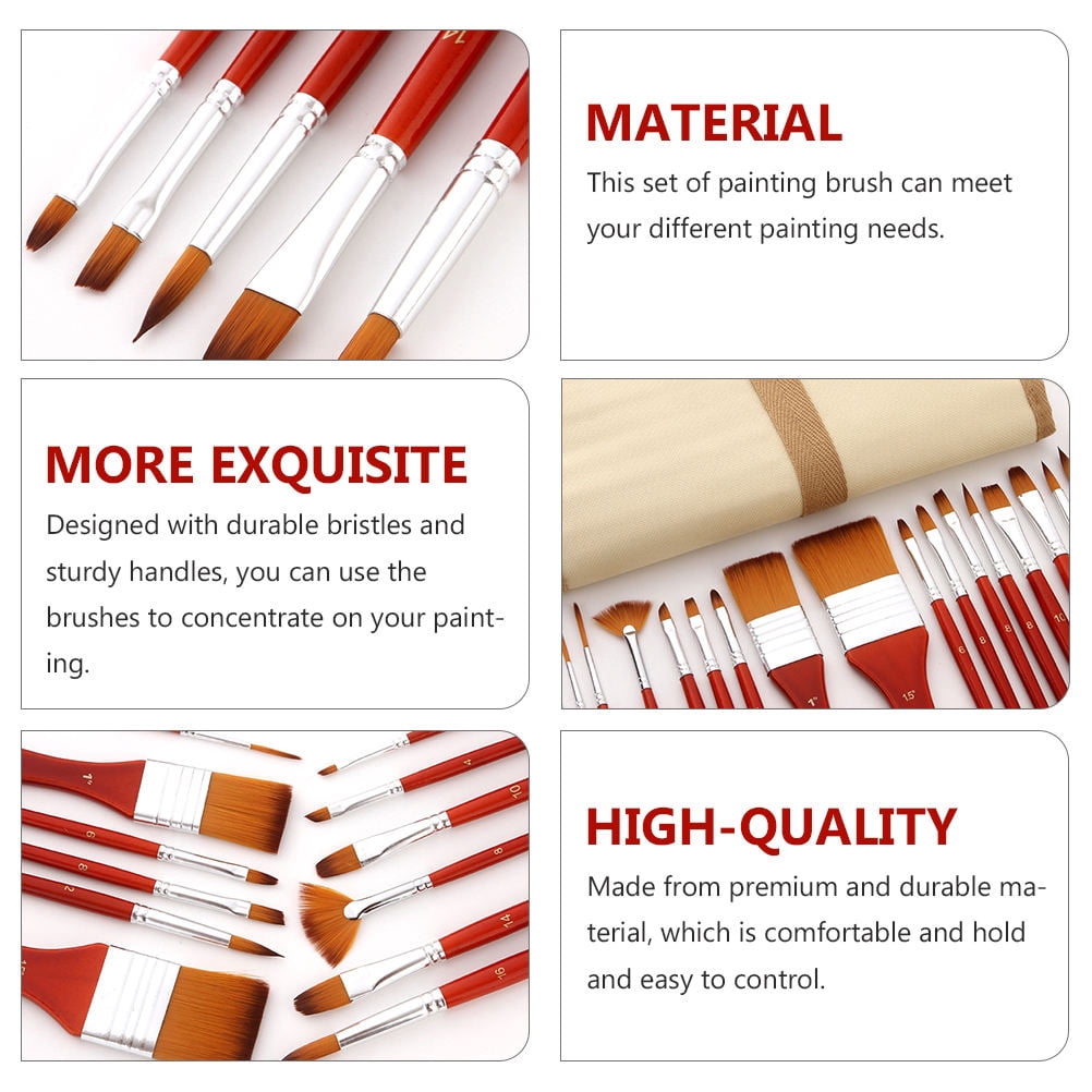 FENGGUIQU 24-Piece Watercolor Brush Set with Nylon Bristles and Brown Handles for Painting and Art Supplies