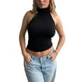 thumbnail image 2 of Coduop Women Tank Tops Sleeveless Mock Turtleneck Ribbed Slim Fit High Neck Crop Cami Vest Top, 2 of 7