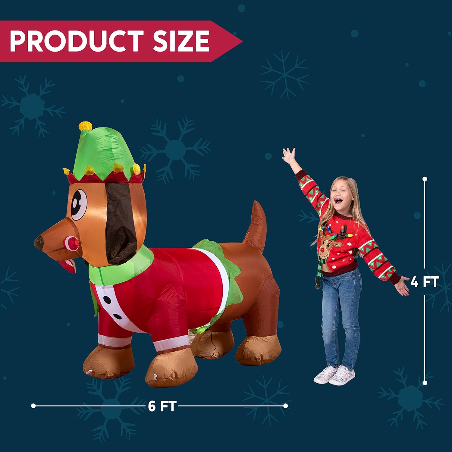 Joyfy 5 Ft Christmas Inflatable Puppy with Candy Cane photo 5