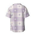 thumbnail image 2 of KLL Floral Purple Buffalo Plaid Print Men's Shirt Short Sleeve Button Down Summer Cuba Beach Shirts- 3X-Large, 2 of 7