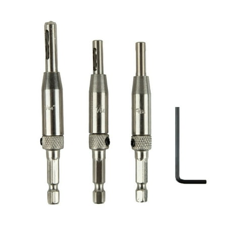 

3pcs Self Centering Hinge Drill Bits Set Door Cabinet Pilot Holes HSS Hex Groove
