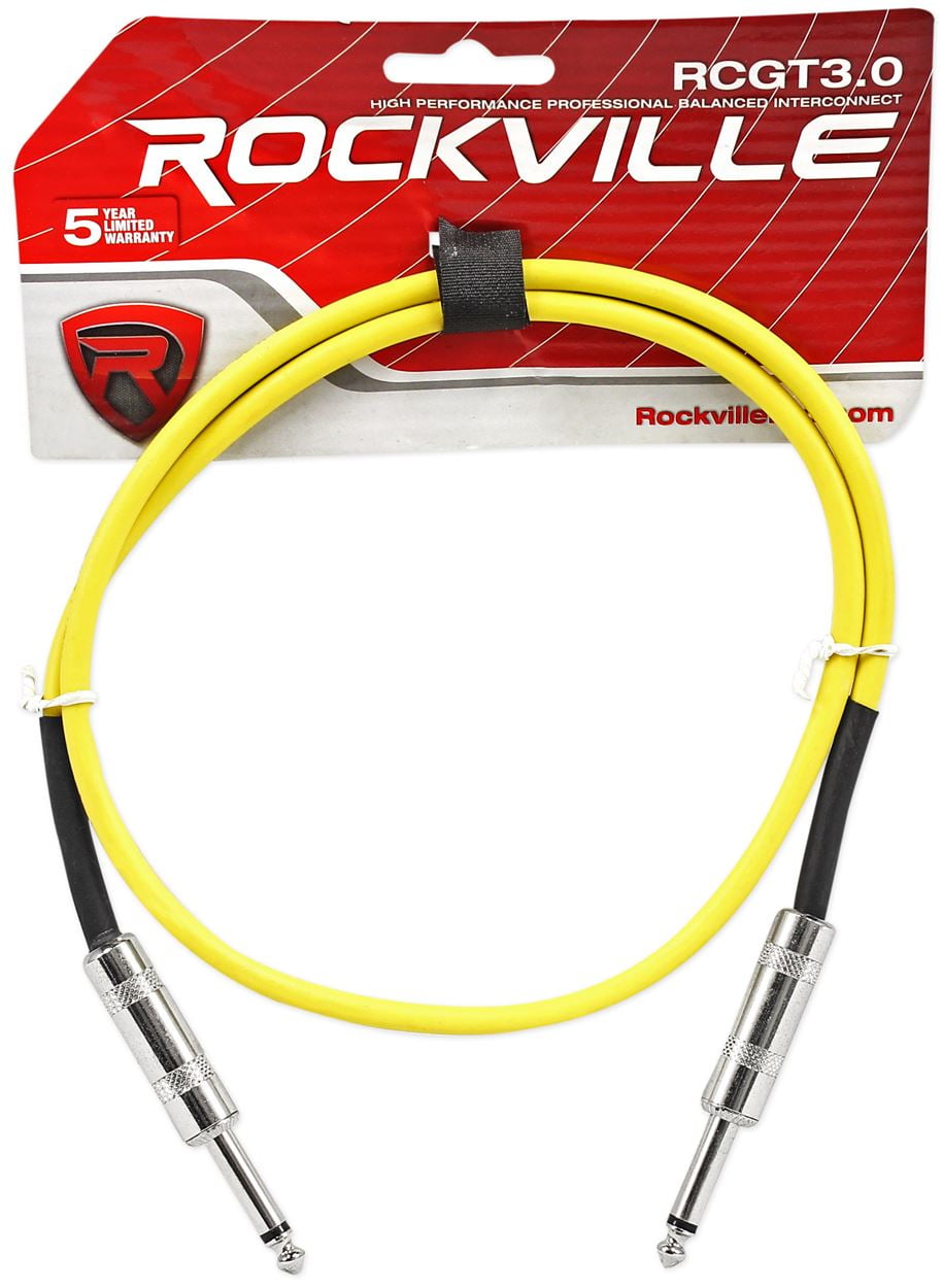 10 Rockville 3'  1/4" TS - 1/4'' TS Guitar/Instrument Cable (5 Colorsx2 of each)