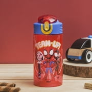 Zak Designs 2pc 16 oz Marvel Spider-Man Kids Water Bottle Plastic with Easy-Open Locking Spout Cover for Travel, Spidey and His Amazing Friends