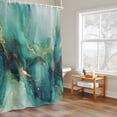 thumbnail image 4 of Teal Green Marble Shower Curtain, Abstracts Glod Ombre Stone Crack Texture Waterproof Shower Curtain Set with 12 Hooks Lightweight Bath Curtains Fabric Bathroom Decor 72x72 Inches, 4 of 9