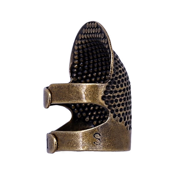 Inteprter Anillo de dedal de protección para la yema del dedo, aguja de trabajo manual hecha a mano, manualidades, bordado ajustable, accesorios Artesanía Bronce S