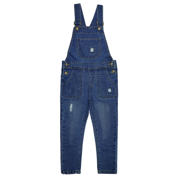 Overalls For Girls KIDSCOOL SPACE Girls Denim Overalls - Cute & Comfy Ripped Jeans Jumpsuit Kids Overalls