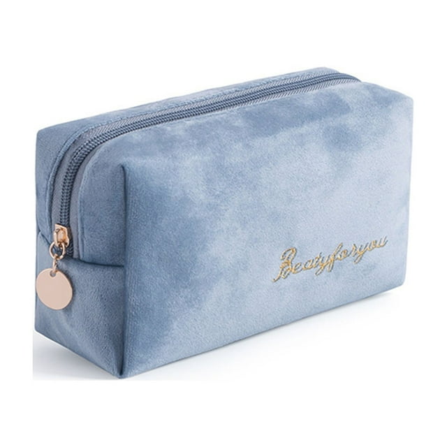Bolsa de Maquillaje de Franela | Organizador de Cosméticos Portátil de Gran Capacidad | Cierre de Cremallera Suave | Neceser de Maquillaje de Viaje para Mujer | Estuche Compacto para Brochas, Lápiz L
